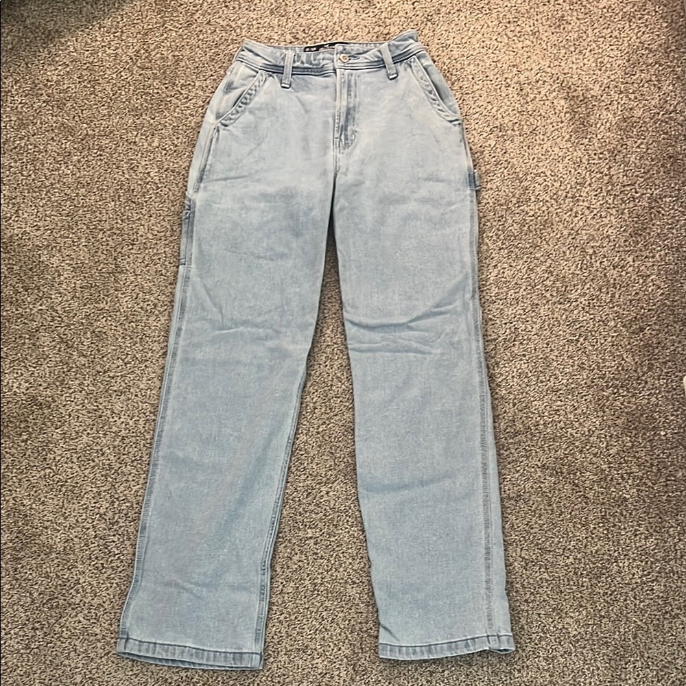 Hollister Women's Light Blue Straight Leg Jeans
